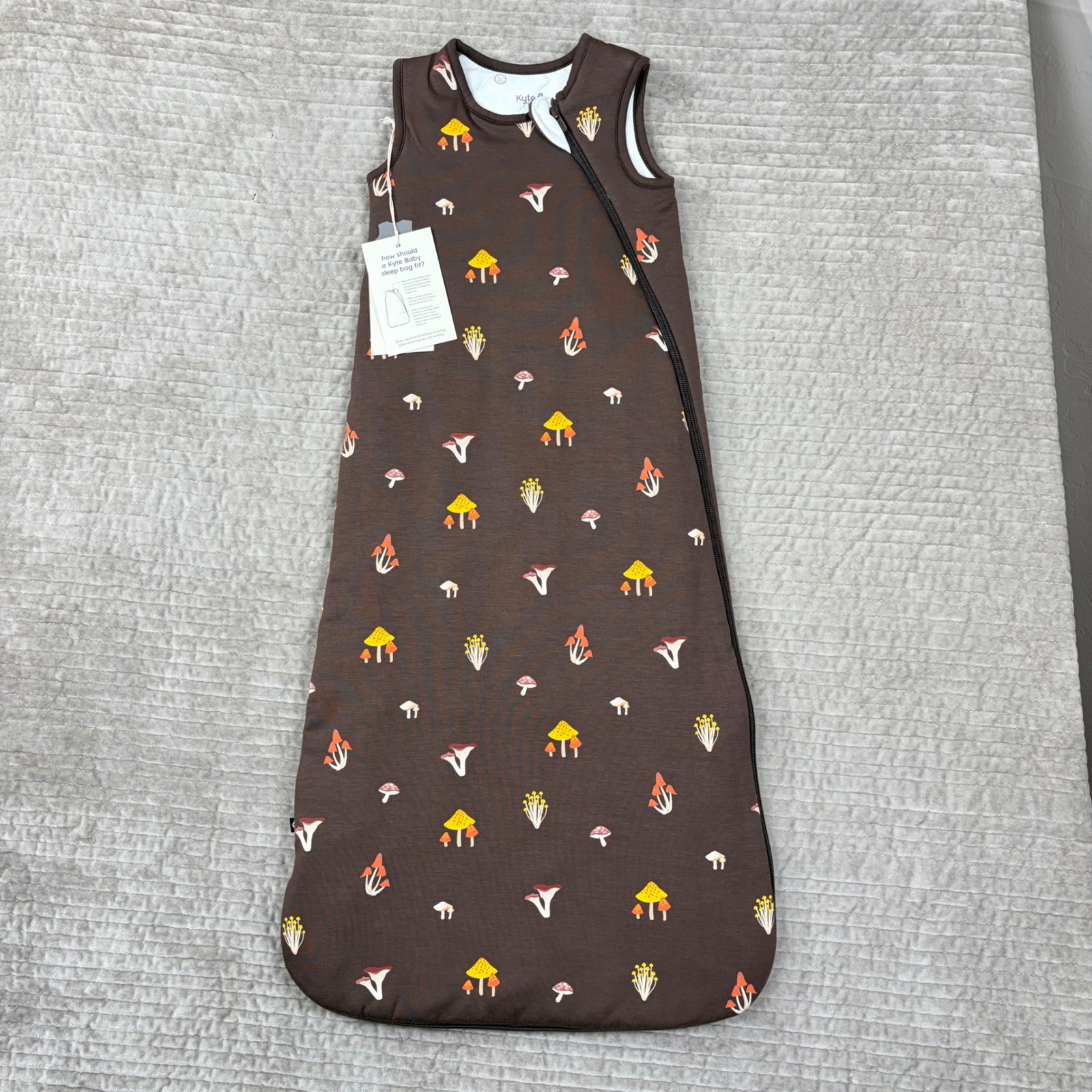 Kyte Baby Mushroom Sleep Bag 2.5 Tog Bamboo Rayon Brown Size Medium New